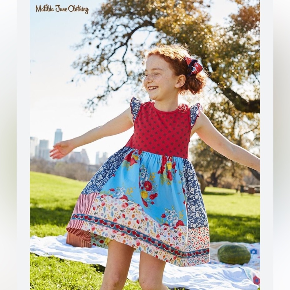Matilda Jane Red and Blue Starry Floral Dress
